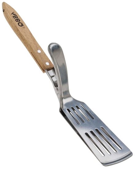 BBQ Serie - Stalen Grillspatel - 40 cm - Perforatie - Houten Handvat