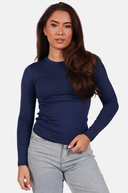 Getdrezzed Top - Maat: L - Dubbel gevoerde basic top met ronde hals donkerblauw
