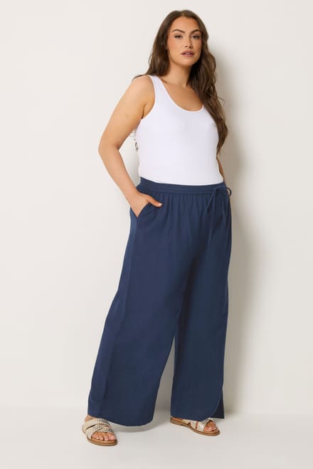 Bump It Up Maternity Marineblauwe Broek Met Wijde Pijpen Size 48