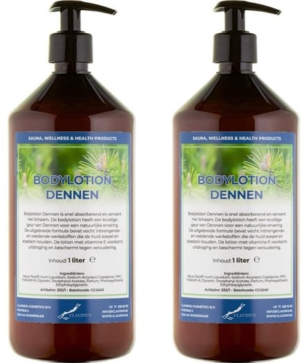 Bodylotion Dennen 1 Liter - met gratis pomp - set van 2 stuks