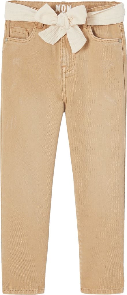 Vertbaudet "Mom fit" broek en sjaalriem van katoengaas voor meisjes