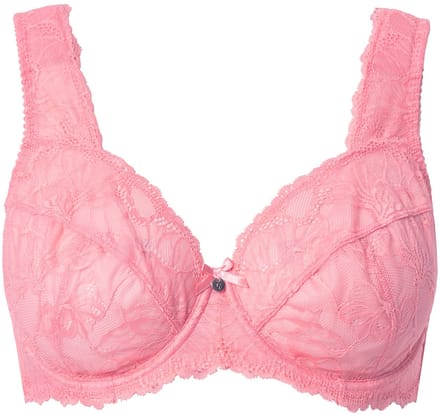 Ulla Popken - Dames - Beugelbeha kant brede schouderbandjes - Perzik roze - Maat 110F