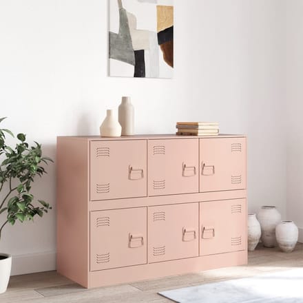 vidaXL - Dressoir - 99x39x73 - cm - staal - roze