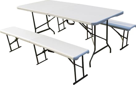 Inklapbare tafel en banken set - kunststof - 183x130 cm - Campingset