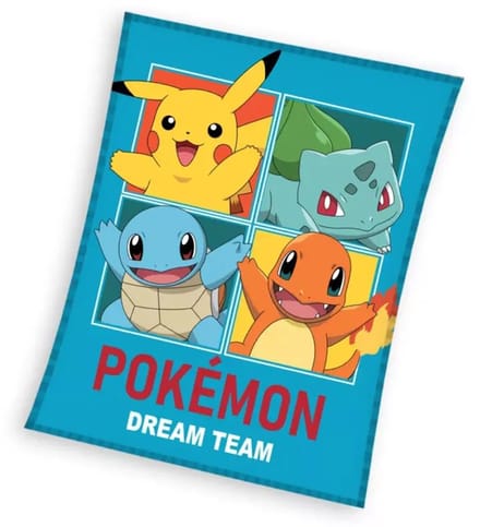Pokemon fleece deken starters blauw - 110 x 140 cm