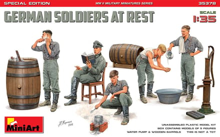MiniArt Modelbouwpakket Militaire voertuigen - 35378 German Soldiers at Rest - Special Edition Plastic - 1:35 - Modelbouw