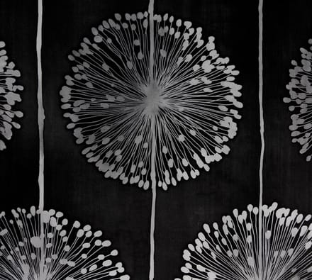 Dutch Wallcoverings Papierbehang bloem - zwart/zilver