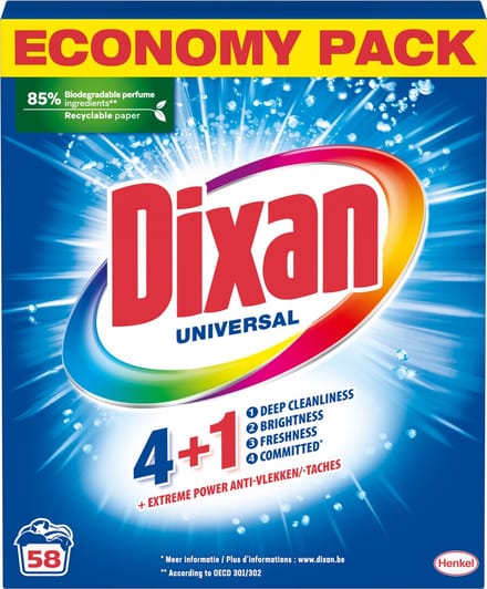 Dixan - Waspoeder - Voor universele was - 58 wasbeurten - 1 stuk