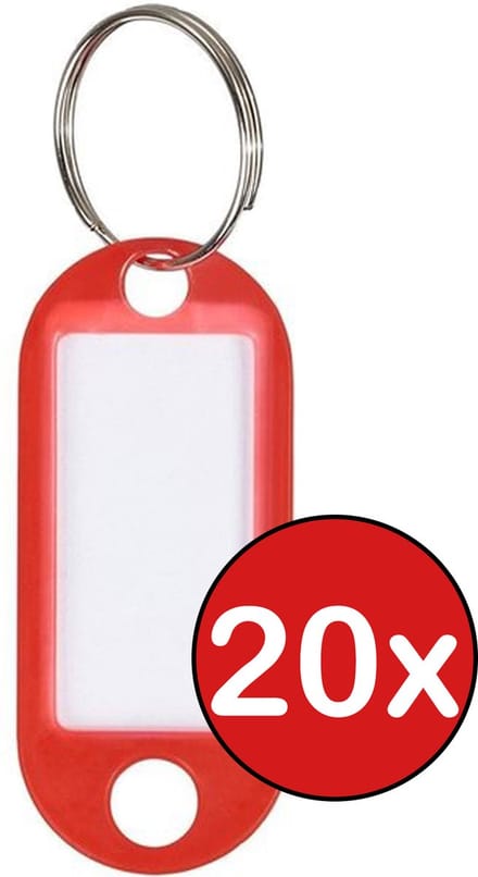 Sleutellabels Sleutelhanger Bagagelabel Sleutellabel Gekleurde Naamlabels Label - Rood - 20 PACK