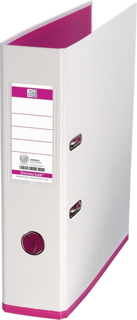 OXFORD MyColour ordner, formaat A4, uit karton, rug van 8 cm, wit-roze 10 stuks
