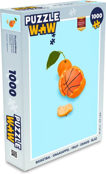 Puzzel Basketbal - Sinaasappel - Fruit - Oranje - Blad - Legpuzzel - Puzzel 1000 stukjes volwassenen