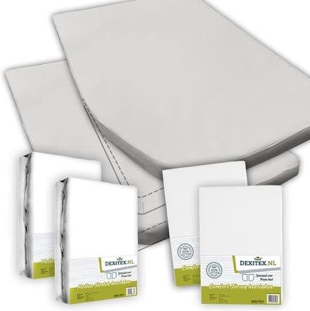 Dexitex Textielpakket Frans bed - 2 moltons met 2 hoeslakens, LINKS 2 x Wit
