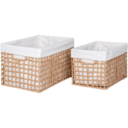Bustelomand - Natuurlijk Set van 2 - House Nordic - Manden - Bruin - Papier; Metaal