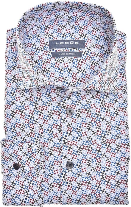 Ledub Overhemd Print Lichtblauw - Maat 44 - Heren - Overhemden Casual