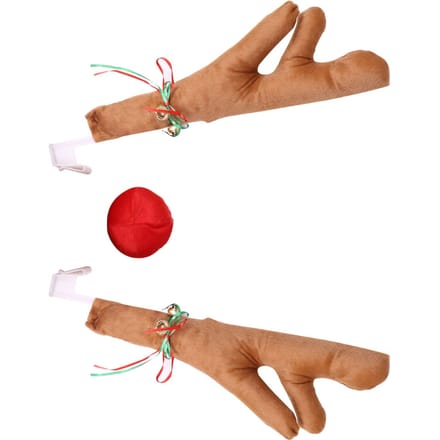 Auto rendiergewei neusset Leuke grappige rendierautoset met bellen voor kerstautodecoratie brown