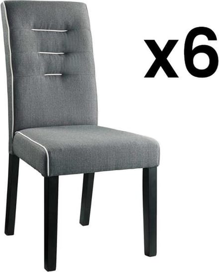 Vente-unique Set van 6 stoelen GABELLE - Stof en poten van heveahout - Grijs