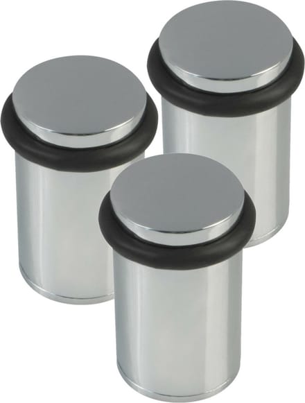 AMIG Deurstopper/deurbuffer - 3x - D32mm - inclusief schroeven - verchroomd