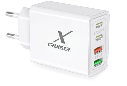 Xcruiser 40W Snellader USB-C – 4 Poorten Adapter – PD & QC 3.0 Fast Charger – Universele Oplader voor iPhone & Android – EU Stekker
