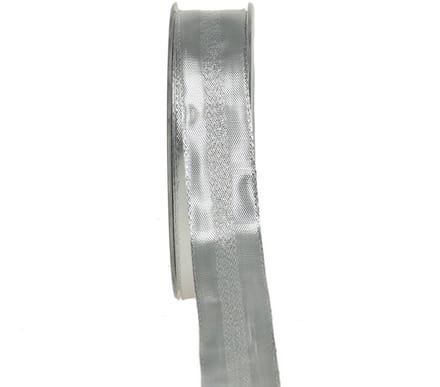 Decoratief lint zilver met strepen 25mm 20m