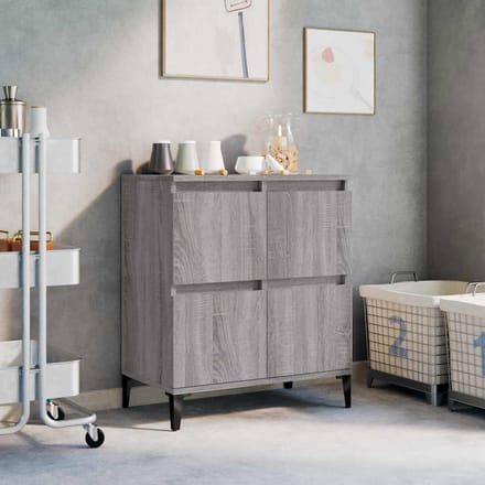 vidaXL - Dressoir - 60x35x70 - cm - bewerkt - hout - grijs - sonoma - eikenkleurig