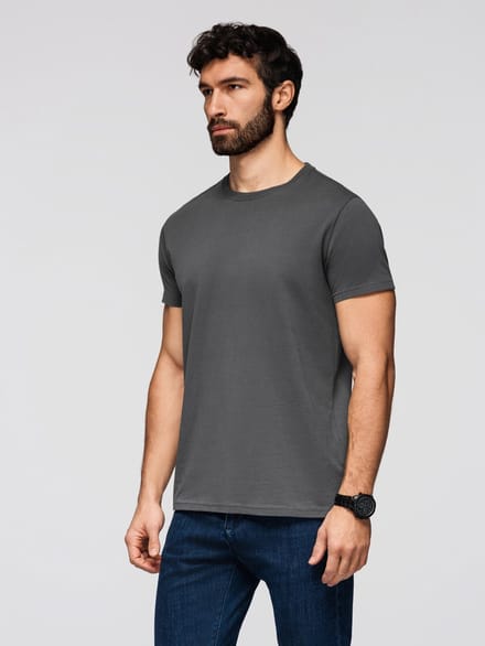 OMBRE T-shirt - Regular Fit - Korte Mouw - Effen Wit/denim/grijs M