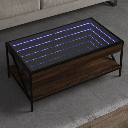 vidaXL - Salontafel - met - Infinity - LED - 90x50x38 - cm - bruin - eikenkleurig