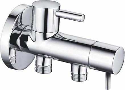 Saqu Dubbele Hoekstopkraan 1/2" . 3/8" . 3/8" Chroom