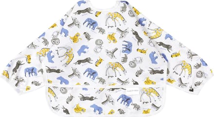 Baby Slab met Mouwen 0-2 Jaar – Waterdicht Slabbetje met Opvangvak – Safari Dieren – Eetslab