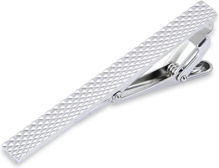 Dasspeld - Stropdas Clip - Shiny Tie Clip - Zilver - Geruit