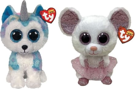 Ty - Knuffel - Beanie Buddy - Helena Husky & Nina Mouse