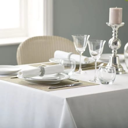 Tafelkleed Wit Damast – 150x400 cm – Katoen - Jacquard geweven - Luxe Tafelkleed
