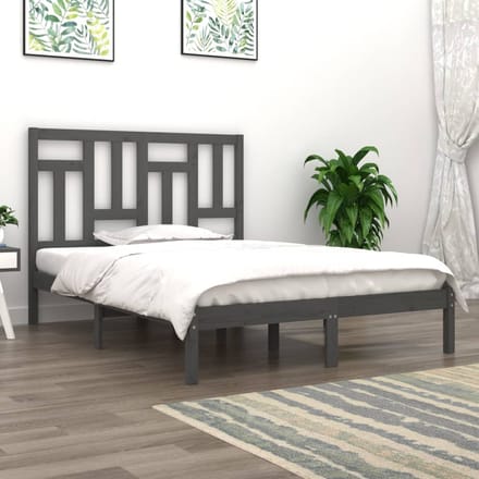 vidaXL - Bedframe - massief - grenenhout - grijs - 200x200 - cm
