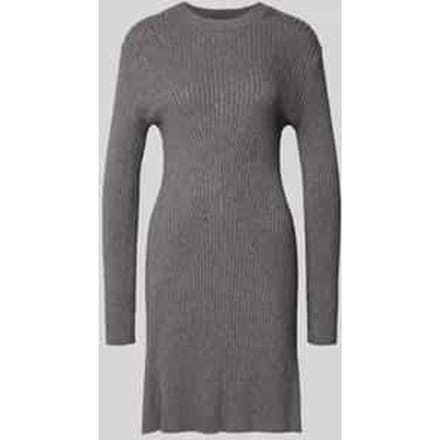 Tom Tailor Denim - Getailleerde mini-jurk van geribbelde tricot - Maat M - Stormy Gray Melange