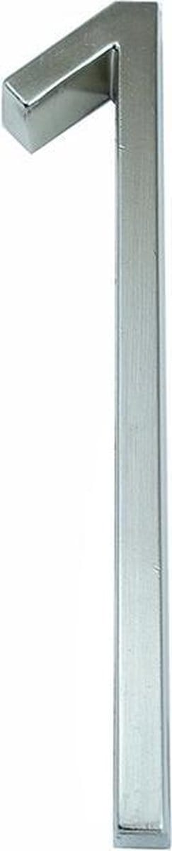 Huisnummer Zilver 12,5 cm nr. 1 - Chrome Huisnummer - modern huisnummer 125 mm