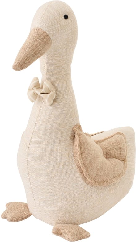 J-Line deurstopper Eend + Vlinderstrik - polyester - beige