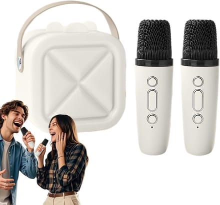 Karaoke Machine - Zing Installatie - Muziekfeest Kinderen - Met Twee Microfoons - 10.8 cm - Wit