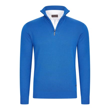 Cappuccino Italia - Heren Trui Pullover Zip Mock - Blauw - Maat M