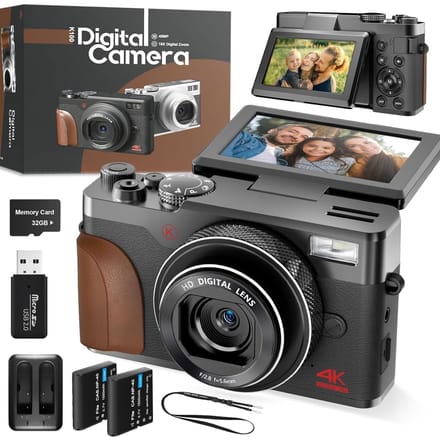 NBD K100 - Digitale Camera - 4K &amp; 56MP - Vlogcamera voor YouTube, Draagbare Compacte Kleine Camera met 2 Batterijen - Ideaal voor beginners