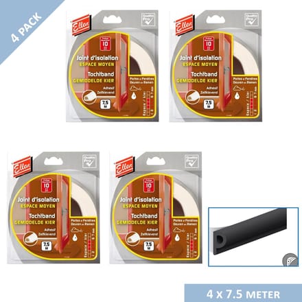 Ellen tochtband - P-profiel - 10 x 5 mm - 30 mtr - Zwart