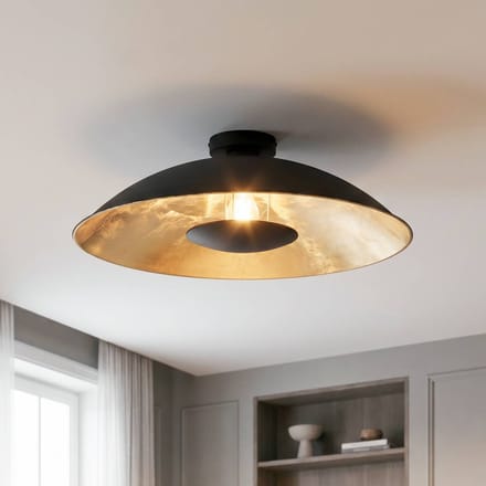 Lindby - plafondlamp - 1licht - Metaal - H: 20 cm - E27 - zwart, goud