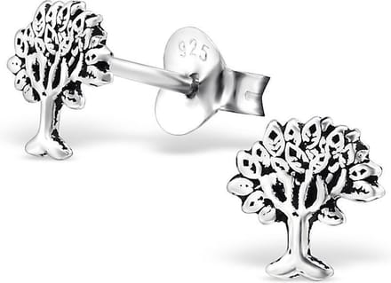 Montebello Oorbellen Alberta - 925 Zilver E-Coating - Levensboom - ∅6 mm