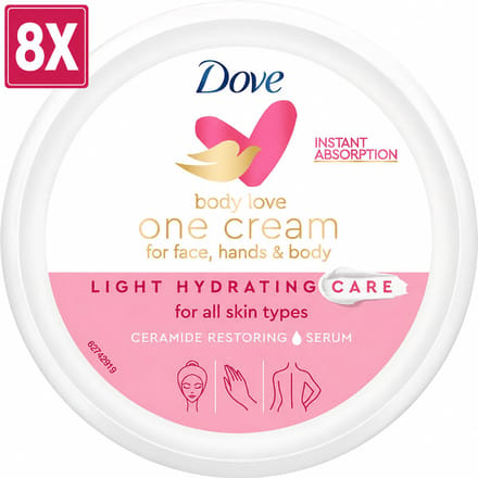 8 x Dove - Body Love Hydraterende Bodycreme - One Cream Light - 250 ml