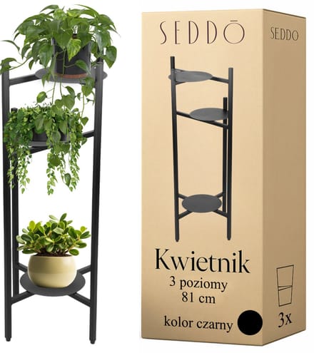 SEDDŌ - Plantenrek - 3 Niveaus - Metaal - Zwart