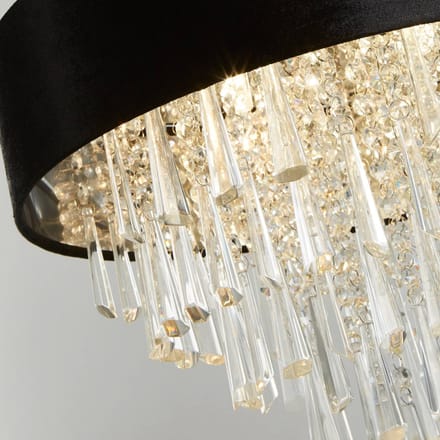 Searchlight Glamour hanglamp, glaskristal, zwart, G9, Ø 45,4 cm