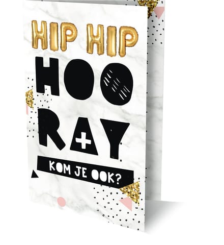 Uitnodigingskaarten - Hip hip hooray - 6st.