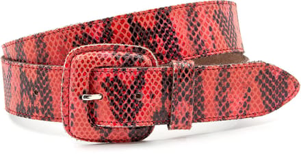 Damesriem rood - Leren jeans riem 4cm met slangenprint - Leer - Jeans riem - Casual - Maat 105