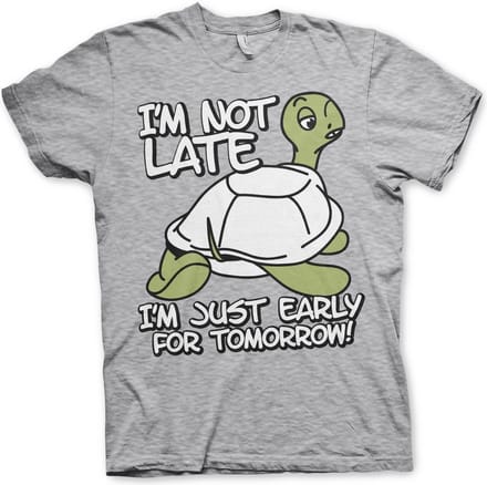 Hybris T-shirt ‘I'm Not Late, I'm Early For Tomorrow’ in heathergrijs