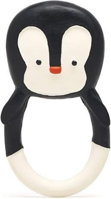 Lanco rubberen bijtring - Nui the Pinguin - zwart - wit