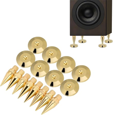 8 Paar Koperen Luidsprekerspikes met Isolatie Pads (6x36mm) voor Audioapparatuur
