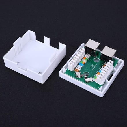 Netwerk Montagedoos - Wandconnector Adapter - Netwerk Uitbreiding - Flexibele Hoeken - 2 Poorts - Wit